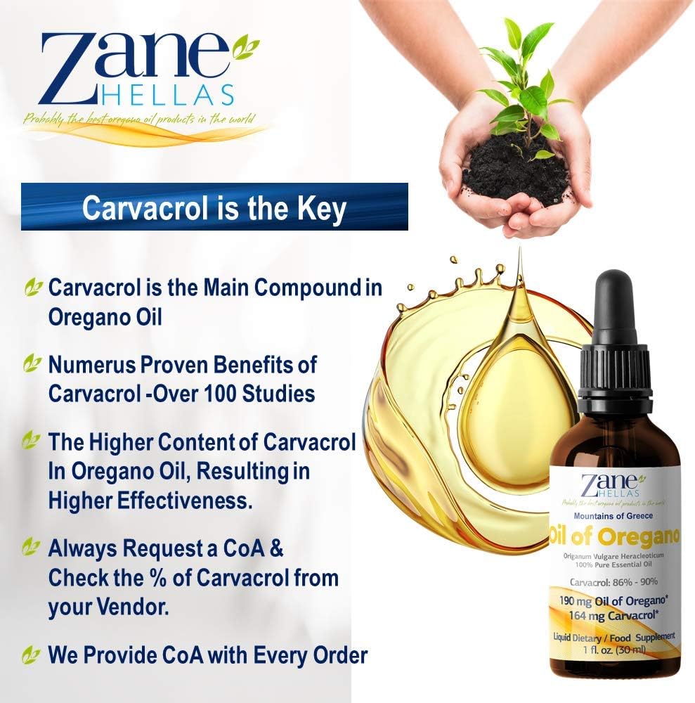 ZANE HELLAS - Oregano Oil 90% Carvacrol 30ml