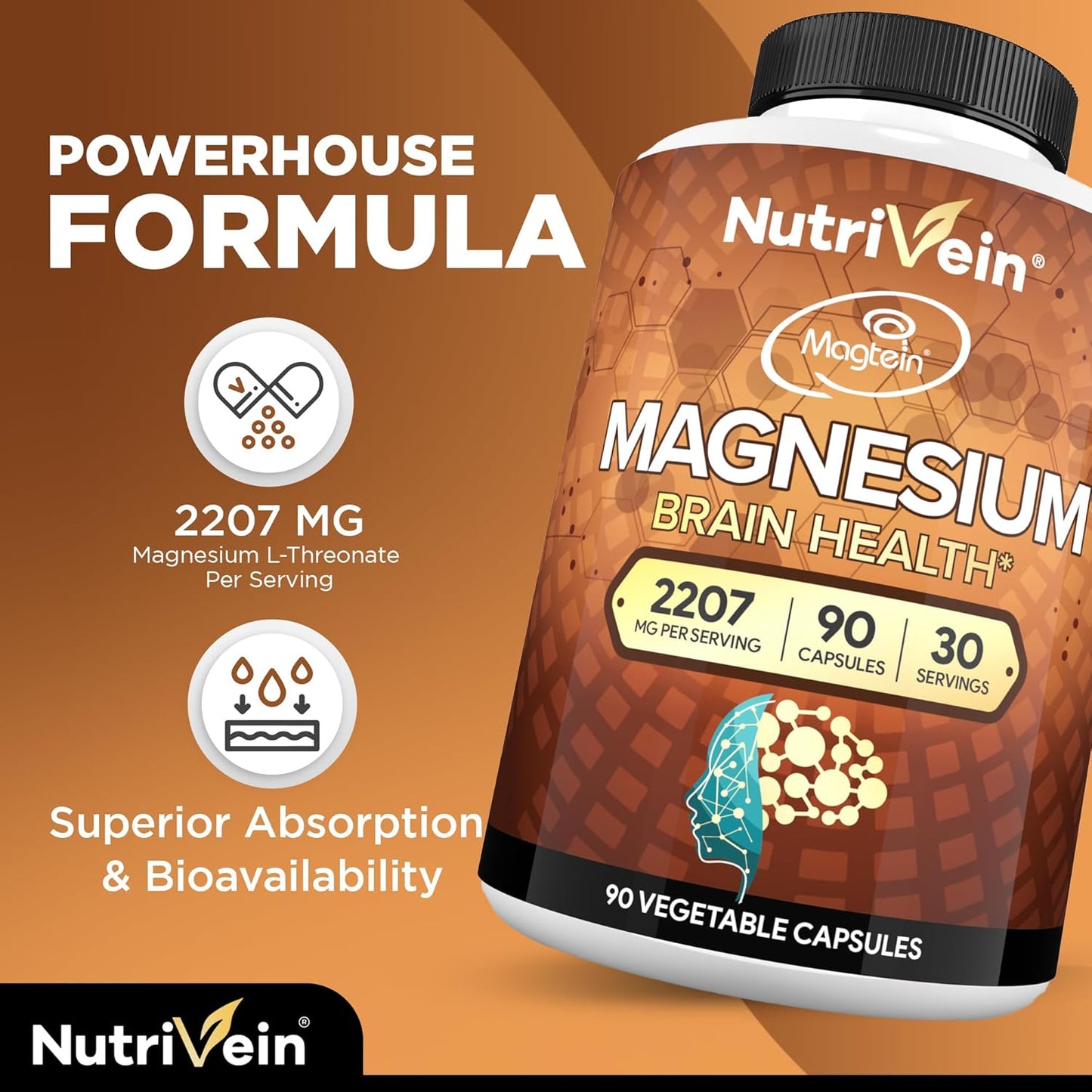 Nutrivein Magnesium L-Threonate - 90 Cápsulas