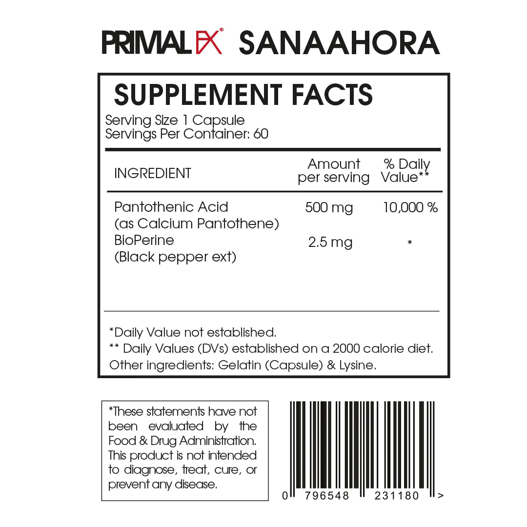PRIMAL FX - VITAMIN B5 + BIOPERINE
