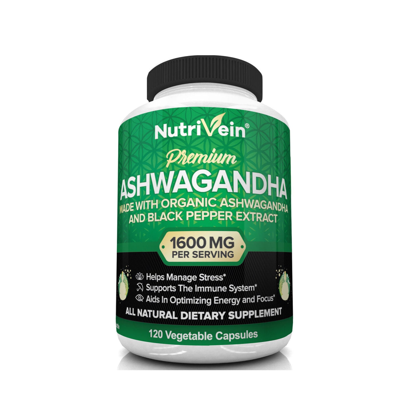 Nutrivein Organic Ashwagandha 1600mg - 120 Cápsulas