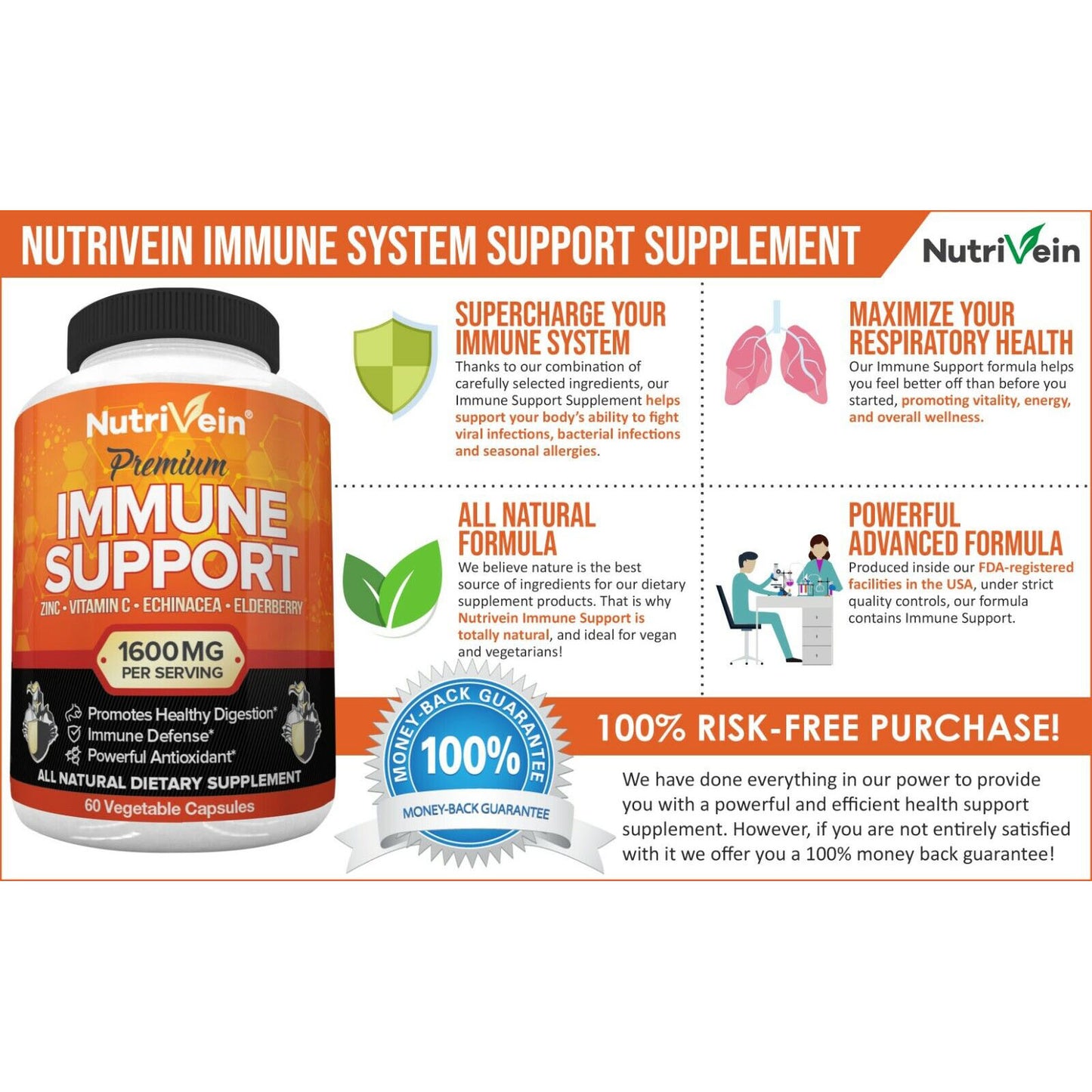 Nutrivein Liposomal Vitamin C 1650mg - 180 Cápsulas