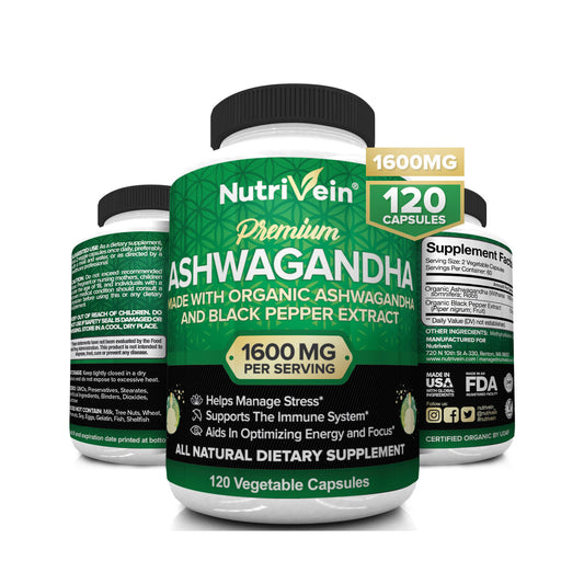 Nutrivein Organic Ashwagandha 1600mg - 120 Cápsulas