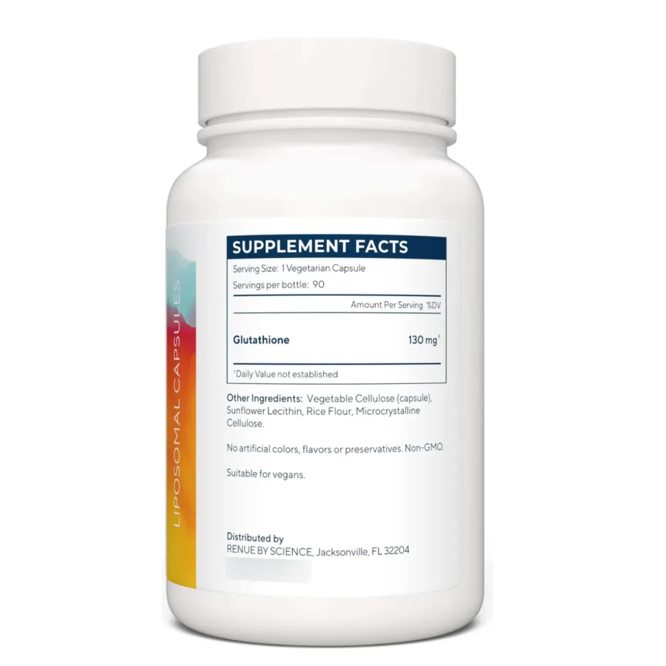 Glutatión liposomal Renue By Science - información nutricional