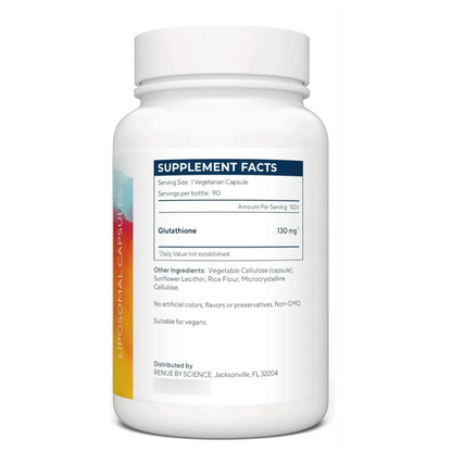 Glutatión liposomal Renue By Science - información nutricional