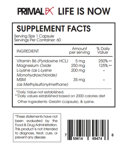 PRIMAL FX - MAGNESIUM + LYSINE M6