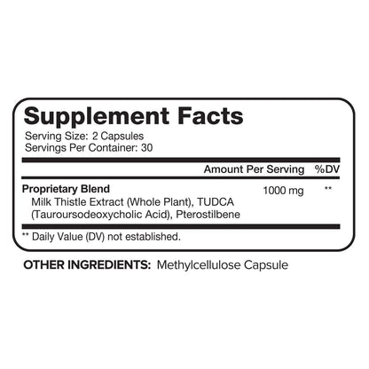 Nutrivein TUDCA Liver Support  1000mg - Desintoxicación y Limpieza del Hígado - 60 Cápsulas