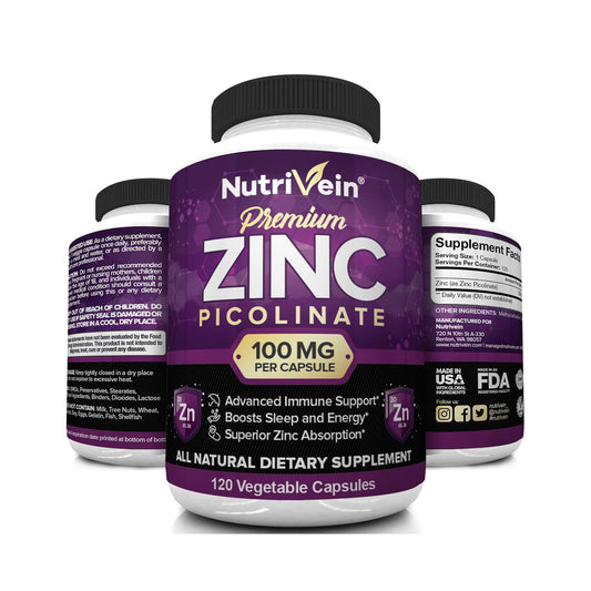 Nutrivein Premium Zinc Picolinate 100mg - 120 Cápsulas