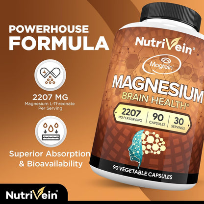 Nutrivein Magnesium L-Threonate - 90 Cápsulas
