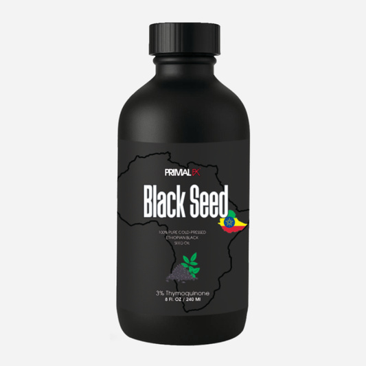 Black Seed Oil de Primal FX - envase frontal, 3% timoquinona