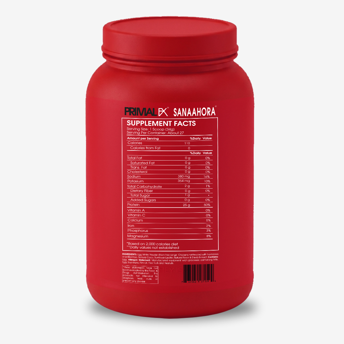 Egg Protein Primal FX Sports chocolate - informacion del suplemento