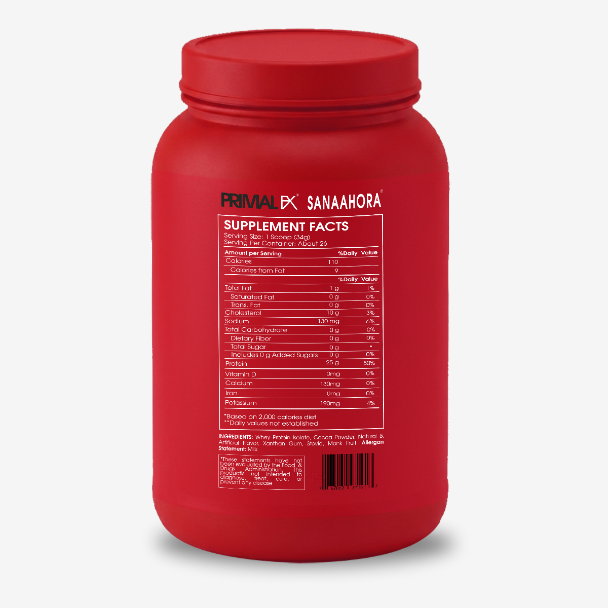 Isolate + Hydrolyzed Whey Primal FX Sports chocolate - informacion del suplemento