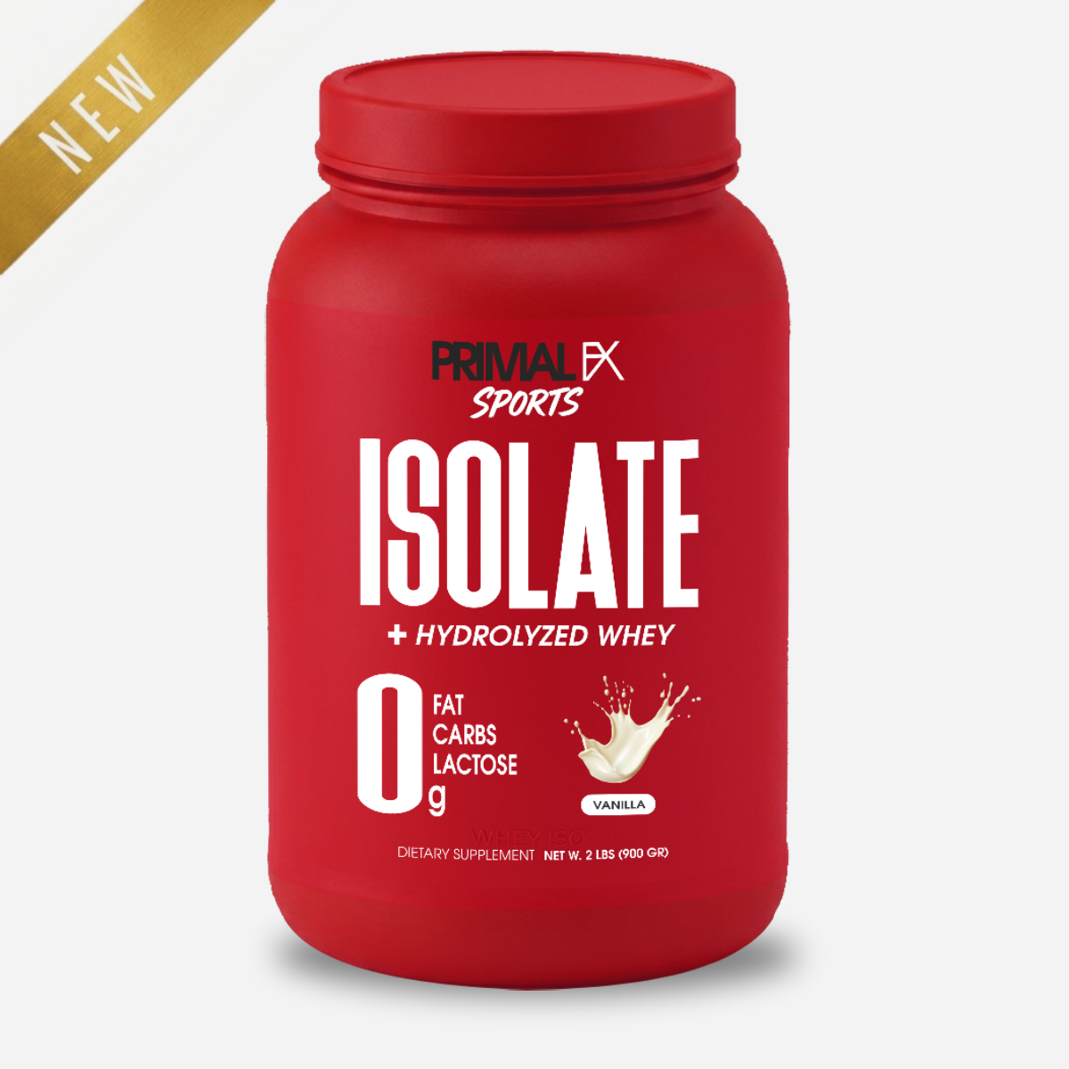 Isolate + Hydrolyzed Whey de Primal FX Sports sabor vainilla - envase frontal