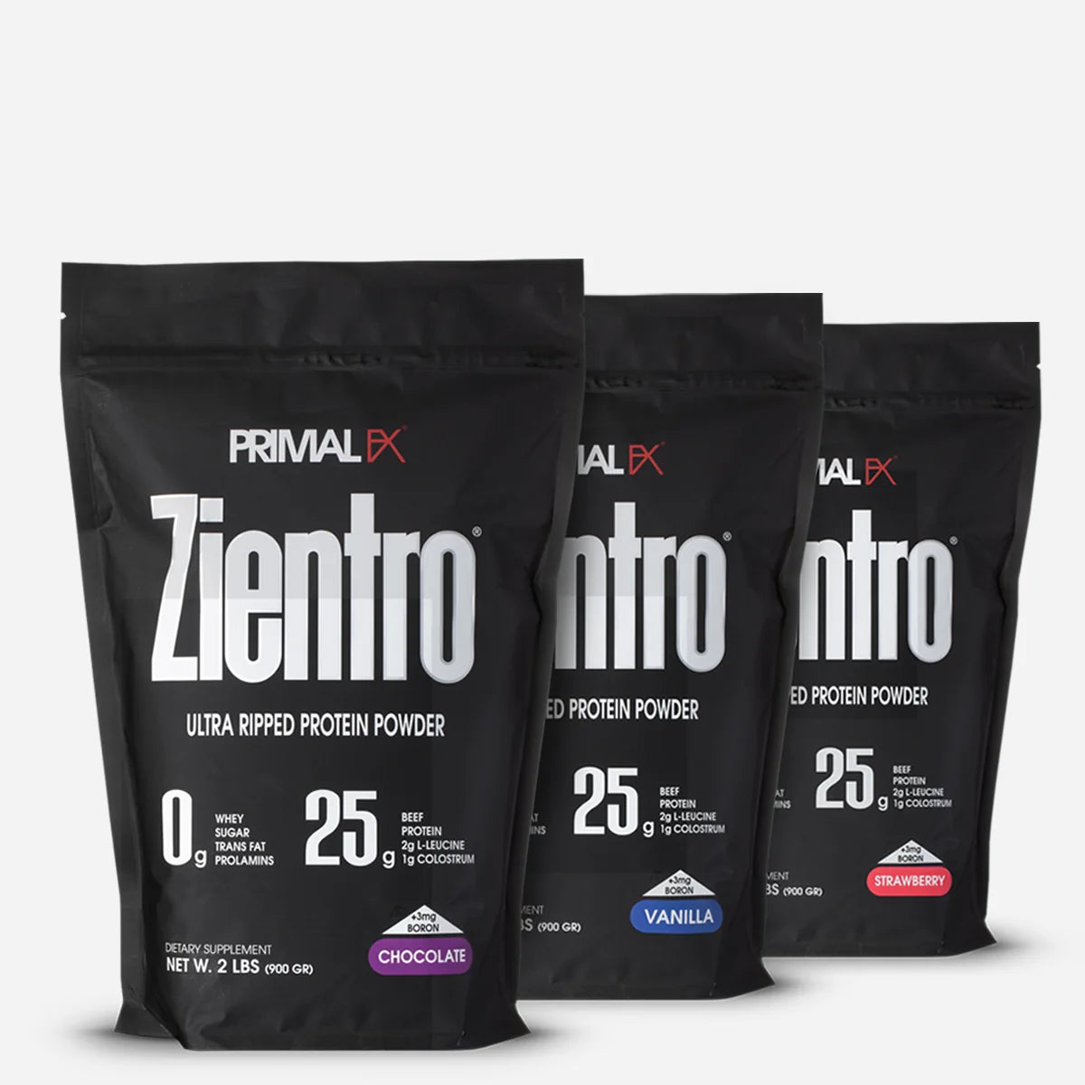 Zientro de Primal FX - los tres sabores disponibles
