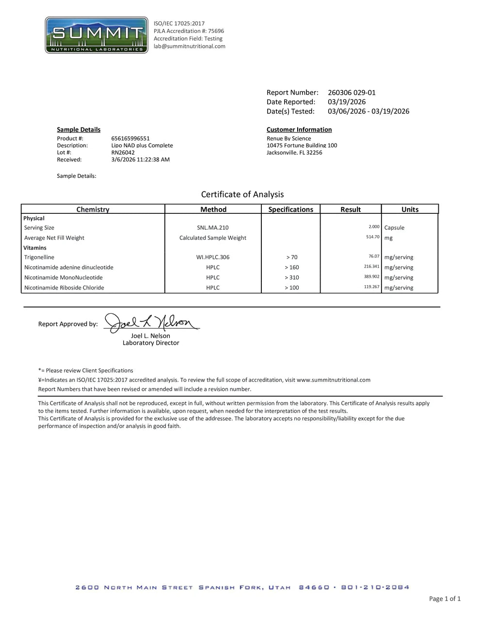 RENUE BY SCIENCE - NAD+ COMPLETE (120 Cápsulas / 60 Servicios)
