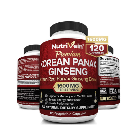 Nutrivein Pure Korean Red Panax Ginseng 1600mg - 120 Cápsulas