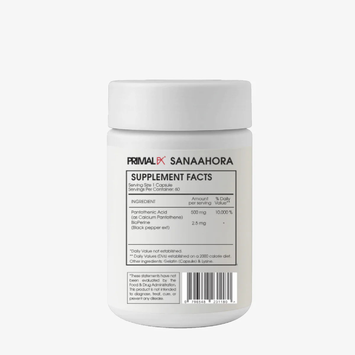 PRIMAL FX - VITAMIN B5 + BIOPERINE